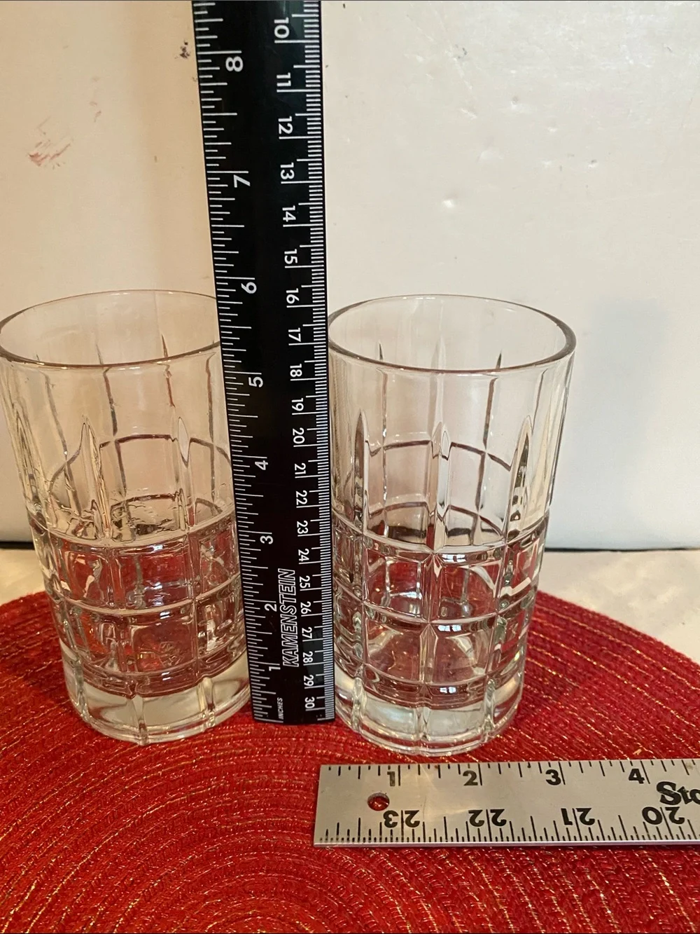 Vintage Anchor Hocking Tartan/Manchester Pattern, Set of Two, 12 Ounce Glasses